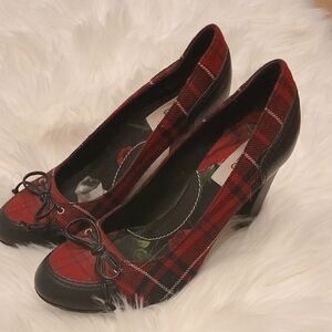 Kenzo Red and Black Plaid Heels